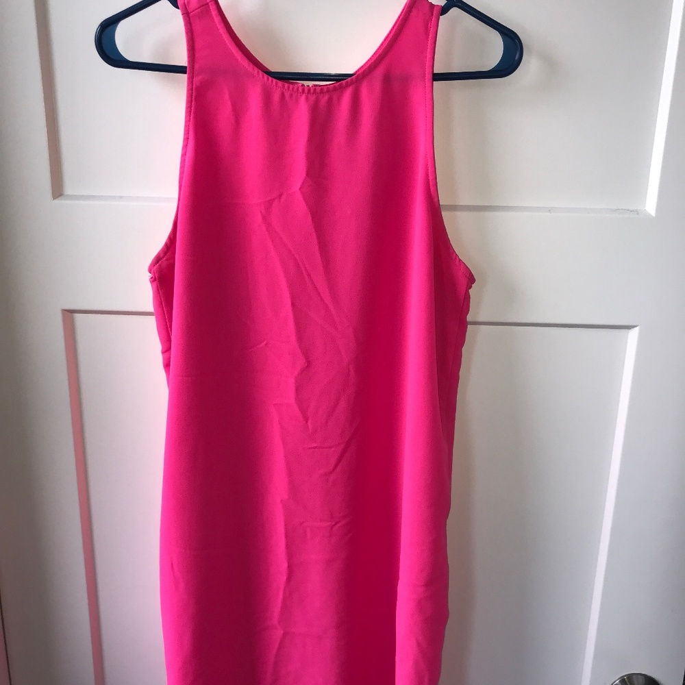 Bright pink shift dress